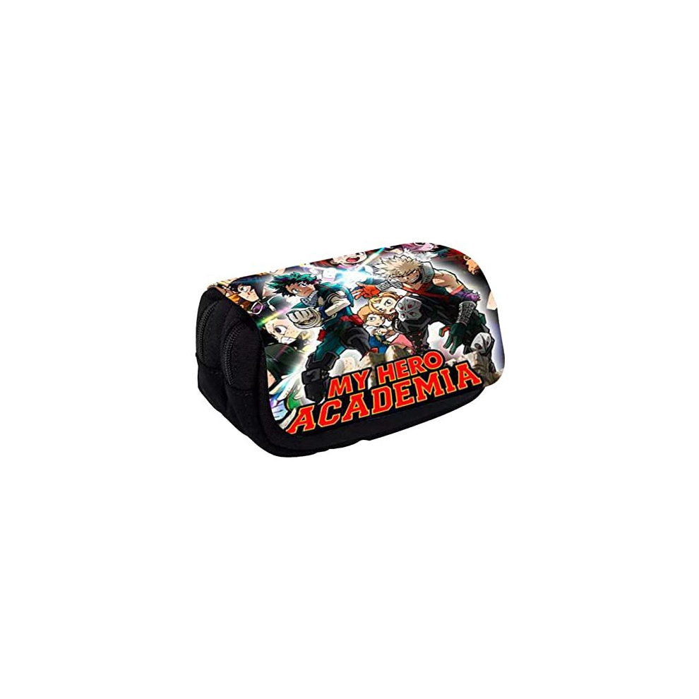 My Hero Academia Pencil Case Cartoon Anime Double Zipper Pencil Case My Hero Academia Large Capacity Pencil Case Pouch for School Office Teen Boy Girl