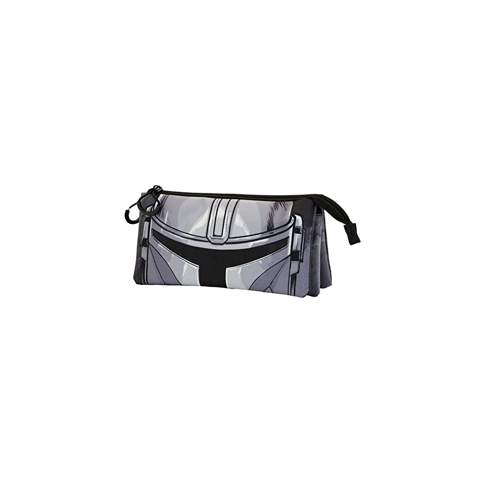 The Mandalorian Helmet-Fan Triple Pencil Case, Grey, 23 x 11 cm