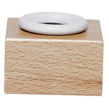 Jacques Herbin - Ref 24100T - Round Porcelain Inkwell Pot with Wooden Stand - White Ceramic -Suitable for Use with Reeds, Brushes, Feathers or Glass