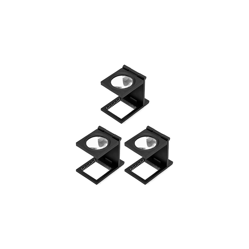 Qwork Folding Loupe Magnifier, 10X Magnifier Magnifying Glass With Scale, For Seniors Reading, Soldering, Inspection, Jewelry, Exploring, 3 Piece
