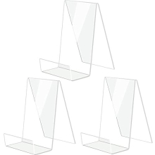 Acrylic Book Stands for Display, 3 Pieces Sign Holder Stand Transparent, Perspex Brochure Holder Stand, Clear Book Holders for Phones, Menu Poster,