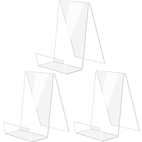 Acrylic Book Stands for Display, 3 Pieces Sign Holder Stand Transparent