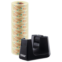 tesa Easy Cut SMART Tape Dispenser for Tables - Compact Tabletop Dispenser with Anti-Slip Technology for Adhesive Tape, incl. 8 rolls of tesafilm