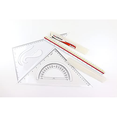 Set Square Triangular Scale Ruler 30cm Geometry Set of 3 Protractor Professional Architectural Engineering Drawing