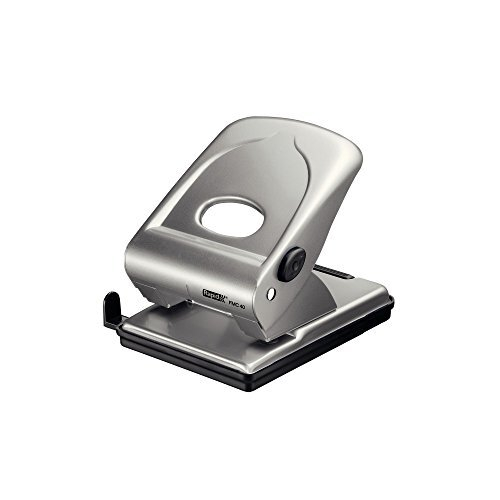 Rapid FMC40 2 Hole Punch, Punches up to 40 Sheets, Adjustable Guide Bar, Metal, Silver, 21835602