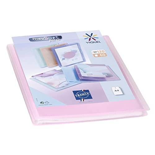 - Propysoft Customisable Document Cover - A4 Format Binding - 120 Views (60 Pockets) - Transparent and Smooth Pockets - Translucent Pink