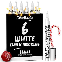 chalkola White chalk Markers - White Dry Erase Liquid chalk Pens for chalkboard Blackboard Window Bistro car glass Board Signs - 1mm Extra