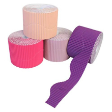 PK04 Purple/Pink Assortment, 10cm x 7.5m Corrugated Border Rolls for School Displays Arts and Crafts
