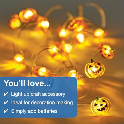 FX642 Pumpkin Led String Lights - 1 string, String Lights for Halloween Decorations and Craft Kits 2