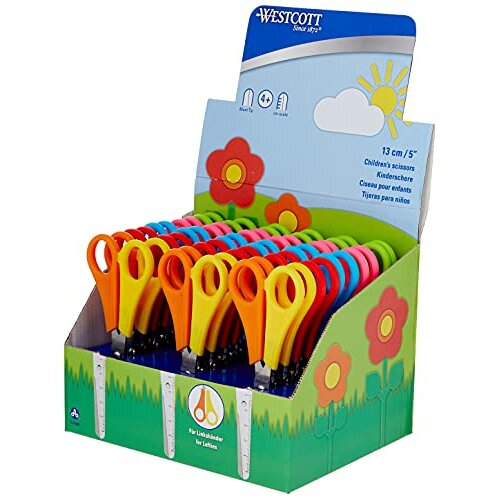 E-2150S Kids Scissor Witch cm-Scale, Blunt tip, 5"/13 cm, 30 pcs. Assorted, Right- and lefthanded use