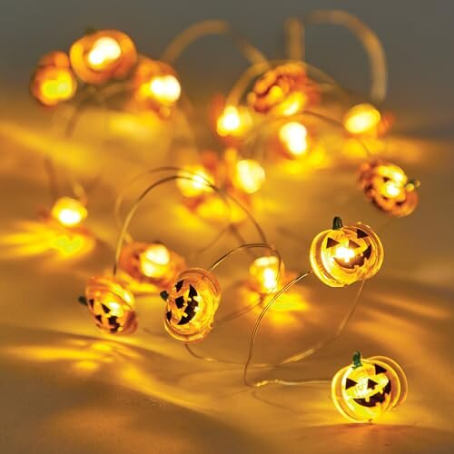 FX642 Pumpkin Led String Lights - 1 string, String Lights for Halloween Decorations and Craft Kits