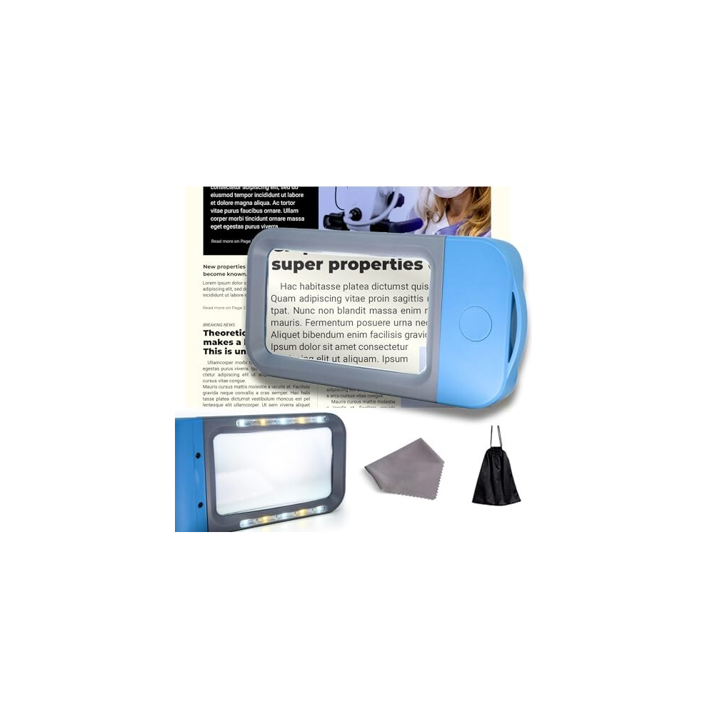 Voca Light Magnifying Glass With 3X Large Rectangle Reading Magnifier With 10 Leds For Seniors With Macular Degeneration, Newspaper, Books, Small Print,