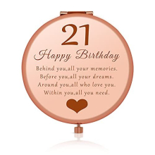 21st Birthday Gift for Her, Inspirational Birthday Gift for Daughter Sister Niece, Personalized Compact Pocket Makeup Mirror Gift for 21st Birthday