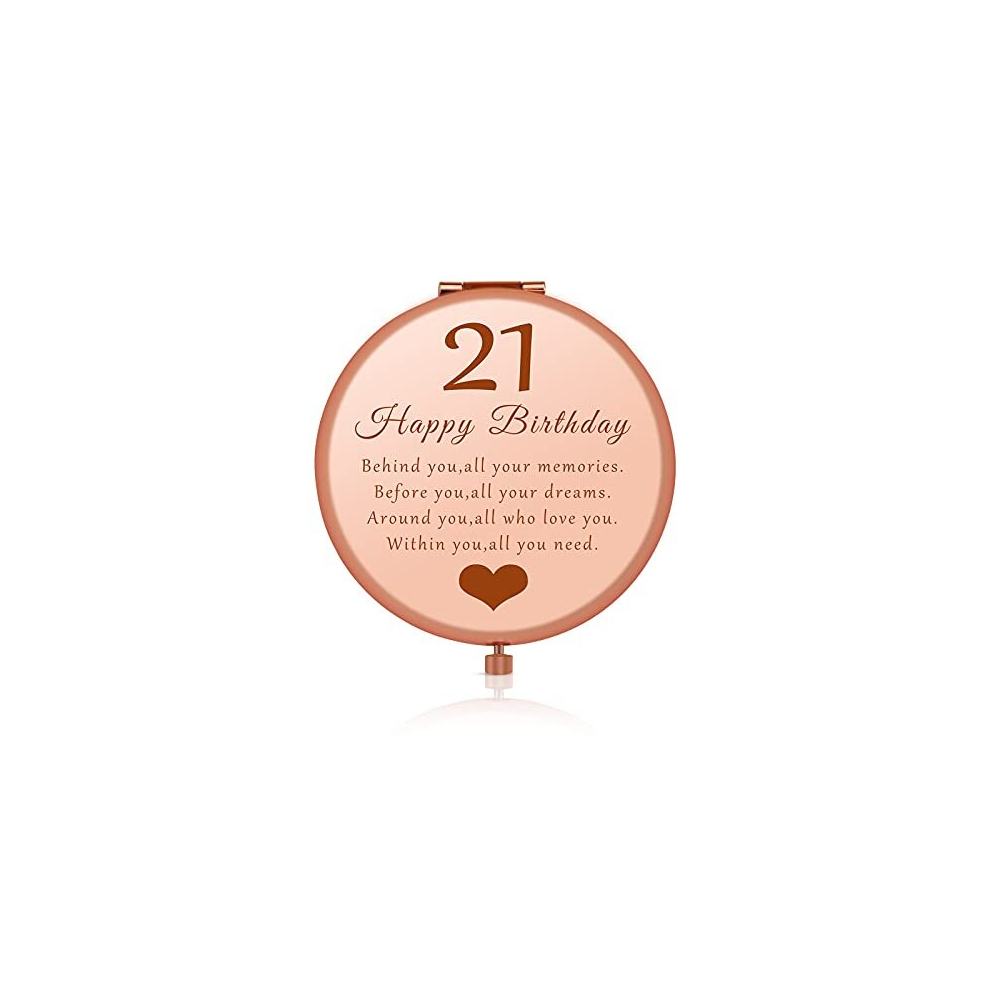 Jielahua 21St Birthday Gift For Her, Inspirational Birthday Gift For Daughter Sister Niece, Personalized Compact Pocket Makeup Mirror Gift For 21St Birthday