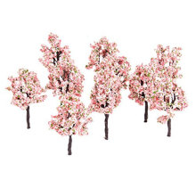 Yetaha 10 St  ck rosa Blumen-Modellbaum, Eisenbahnzug, Diorama, Gartenlandschaft, Layout, Architekturb  ume f  r DIY-Landschaft, 11 cm