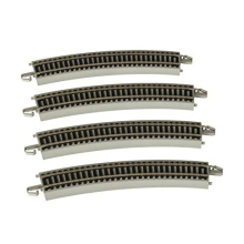 Bachmann Trains - Snap-Fit E-Z TRACK 22” RADIUS BÖJD SPÅR (4/st) - NICKEL SILVER Med Grå Ballast - HO Skala