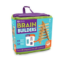 MindWare KEVA Brainbuilders - 3D STEM-Bausteine für Jungen & Mädchen - Bild bauen - Räumliches Denken üben - 20 Planken & 30
