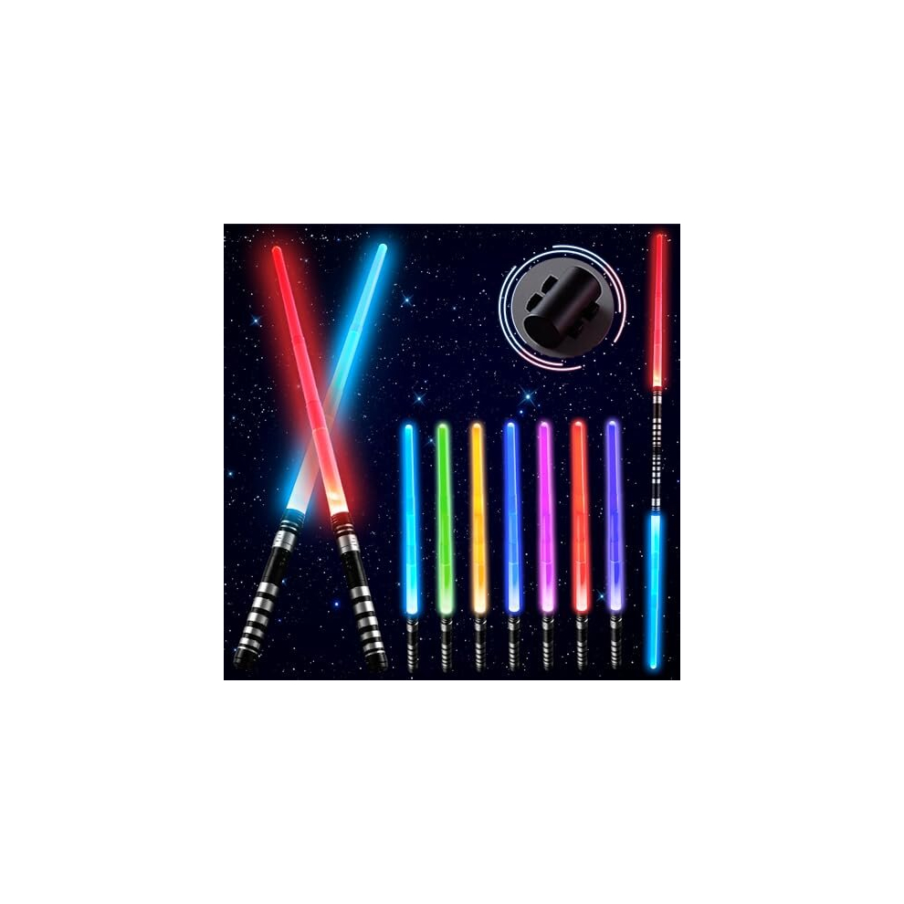 2 Pack Light Sabers Kids,LED Lightsaber with 7 Colors Changeable,Retractable Light Up Saber with Sound, Light Saber Sword Toys Party Favors Halloween