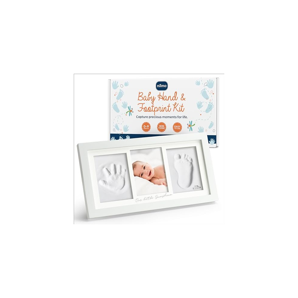 Baby Hand And Footprint Kit With Picture Frame - Inkless Baby Clay Handprint And Footprint Kit, New Parents Gifts & Keepsakes, Baby Keepsake Gifts For Niimo