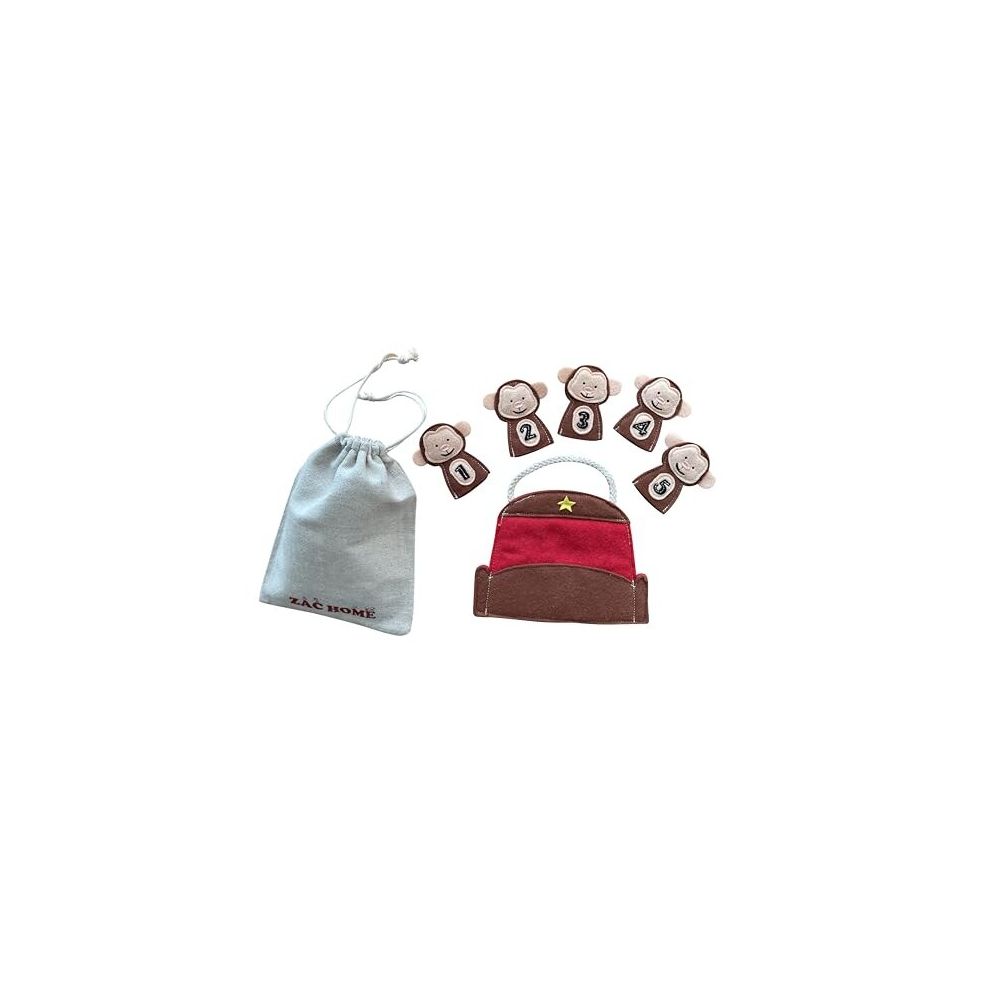 Zac Home 5 Little Monkey Jump In The Bed Nursery Rhyme Storytell Educational Finger Puppet