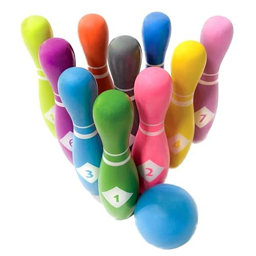 Premium Wooden Skittles Set, Classic Indoor and Outdoor Bowling Game