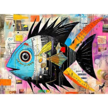 Cross & Glory - Angelfish Abstract - 1000 brikker puslespil til voksne | Levende kunstnerisk marinedesign | Unik gave | Udfordrende hjernetrim