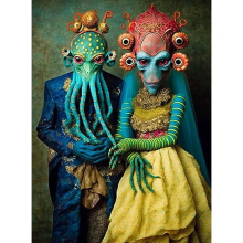 Cross & Glory - Die Aliens treffen: Xantara und Nykara - 1000 Teile Puzzle | Einzigartige Alien-Paar Kunst | Satin-Finish