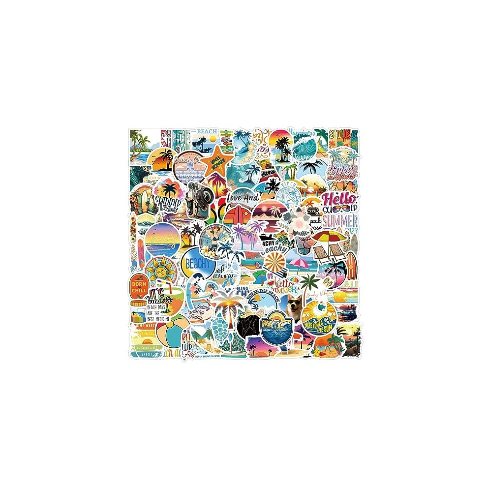 Bric Dodo 120Pcs Coconut Tree Stickers Laptop Car Scrapbook Phone Skateboard Suitcase Luggage Bike Beach Stickers Vinyl Waterproof Aesthetic Personalised