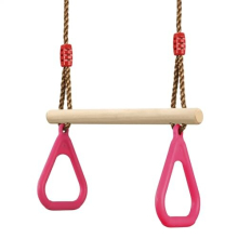 Trapeze Bar | Trapeze Swing Outdoor Toys for Children | Trapeze Bar with Rings | Perfect Climbing Frame Attachment | Pink