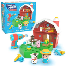 Design & Drill Bolt Buddies Barn, Farm Toy Playset with Farmer, STEM Construction Toys for Preschoolers, Construction Toy Gift for 3+ Boys and Girls,