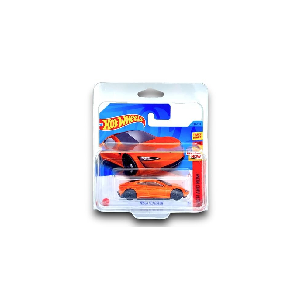 Tesla Roadster (Orange) 9/10 Then and Now - 2023-249/250 (Short Card) - COMES IN A KLAS CAR KEEPER PROTECTIVE COLLECTORS CASE - HKJ47