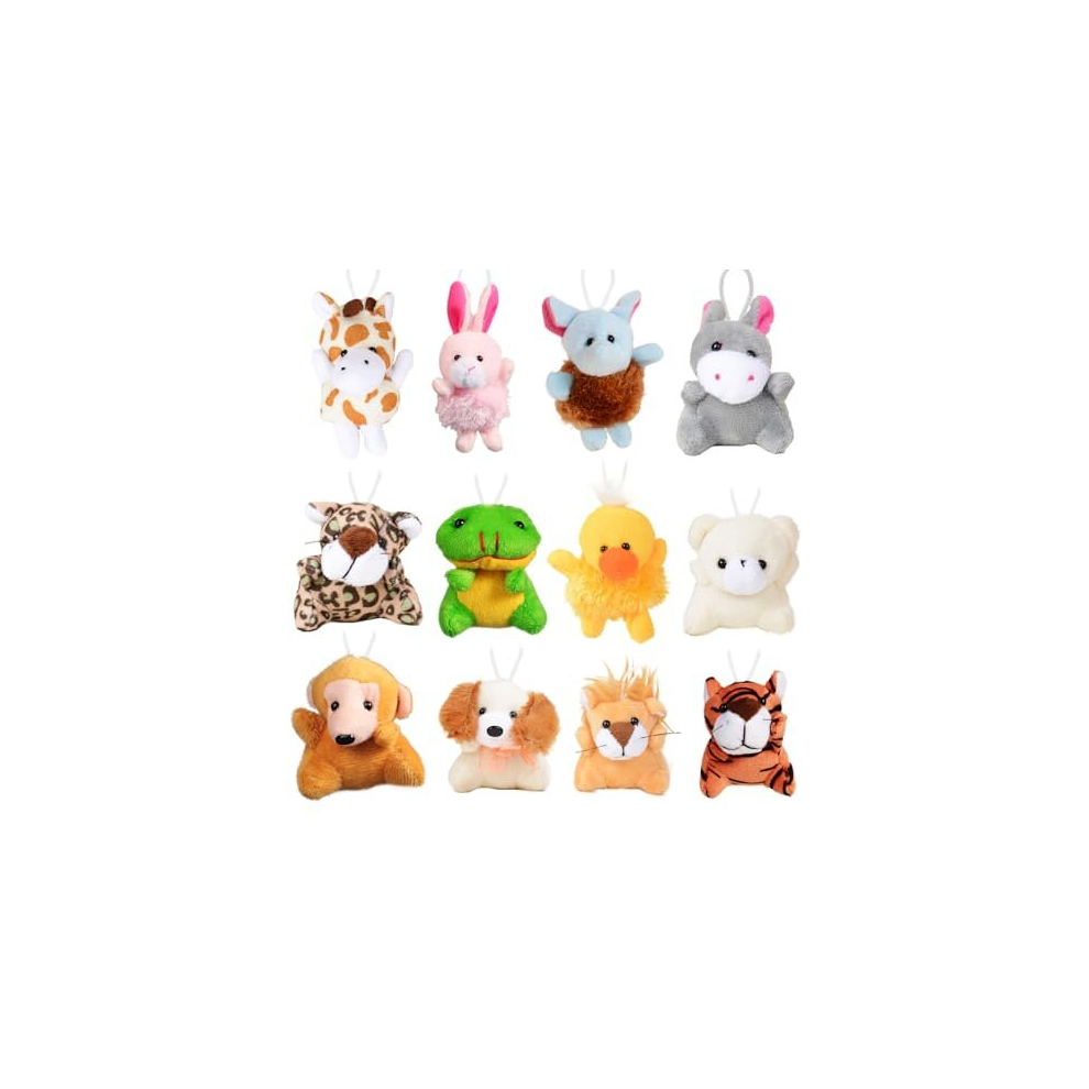 12 Packs Mini Animal Plush Toy Assortments Stuffed Animals Keychain Set Small Stuffed Animal Plush Bulk Animal Keychain Decorations Carnival Prizes