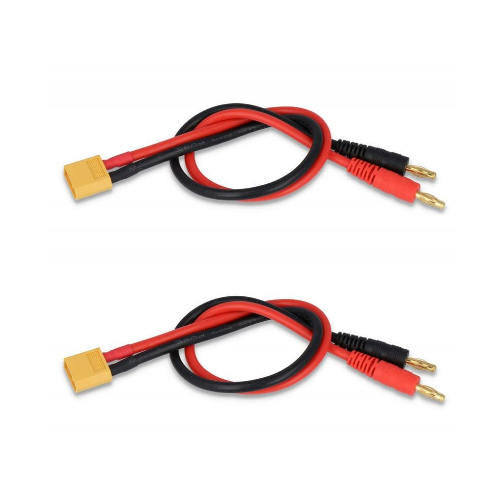 2-Pack Xt60 Male Connector To 4Mm 4.0Mm Banana Plug Bullet Male Connector Rc Adapter Lead 30Cm 14Awg For Rc Helicopter Quadcopter Battery (Xt60) 761312838278