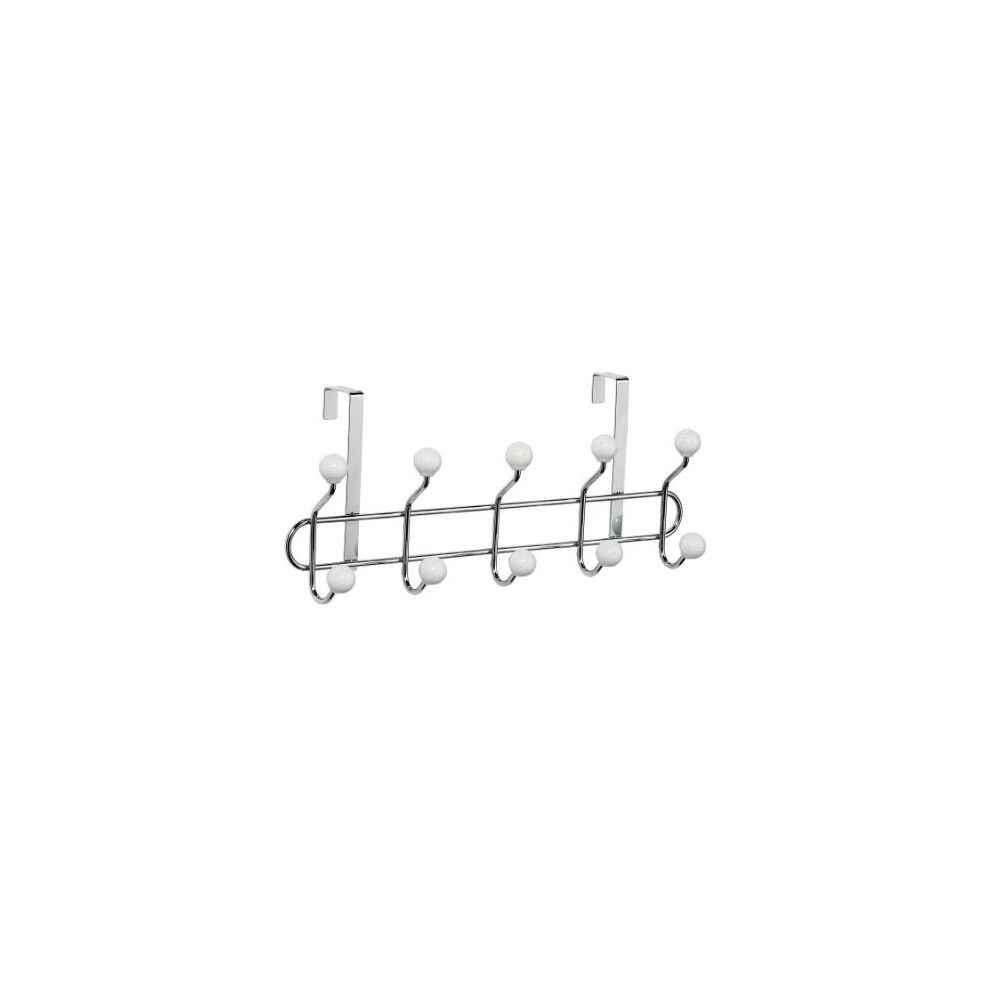 Housewares 509557 10 Hook Over Door Hanger with White Ceramic Balls - Chrome H19 x W45 x D11cm