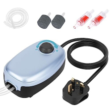 Eyein Aquarium Air Pump, Adjustable Silent Dual-Outlet Up to 400L, 6L/min 18PA, Hangable Whisper Aerator Kit with Accessories