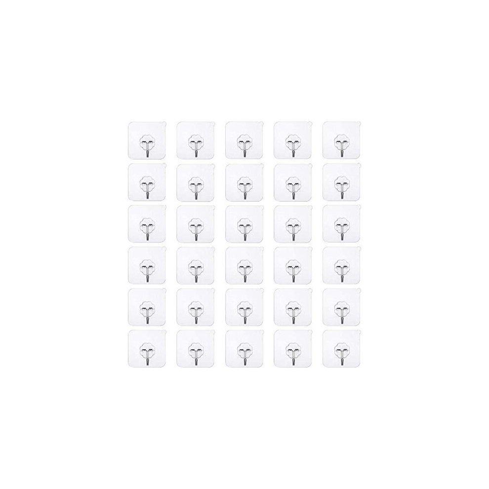 Lerkely Self Adhesive Hooks Stick, 30Pcs Anti-Skid Traceless Sticky Hook Heavy Duty Wall Hooks 10Kg (Max) For Door Kitchen Bathroom Office Closet, Seamless