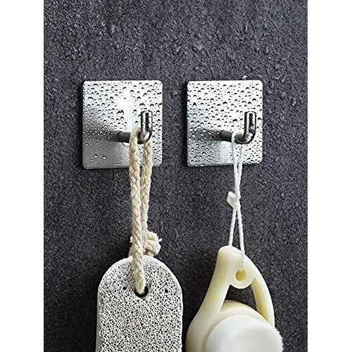 Set of 6 no-Drill self Adhesive Hooks – Stainless-Steel Stick on Hooks, Hooks  for Hanging Towels, Hooks Stick on Bathroom Walls, Sticky Hooks on OnBuy