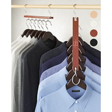 Space Saving Hangers for Closet Organiser - 4 Pack European Beechwood Shirt Organiser for Closet - Space Saver Hangers for Clothes - Closet Clothes