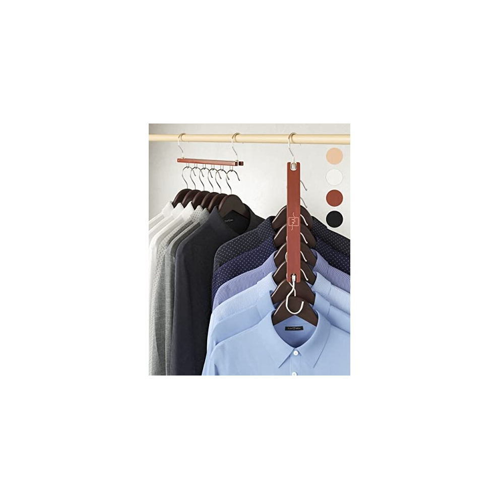 Space Saving Hangers for Closet Organiser - 4 Pack European Beechwood Shirt Organiser for Closet - Space Saver Hangers for Clothes - Closet Clothes