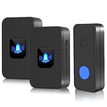 Wireless Doorbell, IP55 Waterproof Cordless Door Bells Chime Kit-1000 Ft Range 55 Chimes 5 Volume, 1 Push Button & 2 Plug-in Receivers with LED Flash