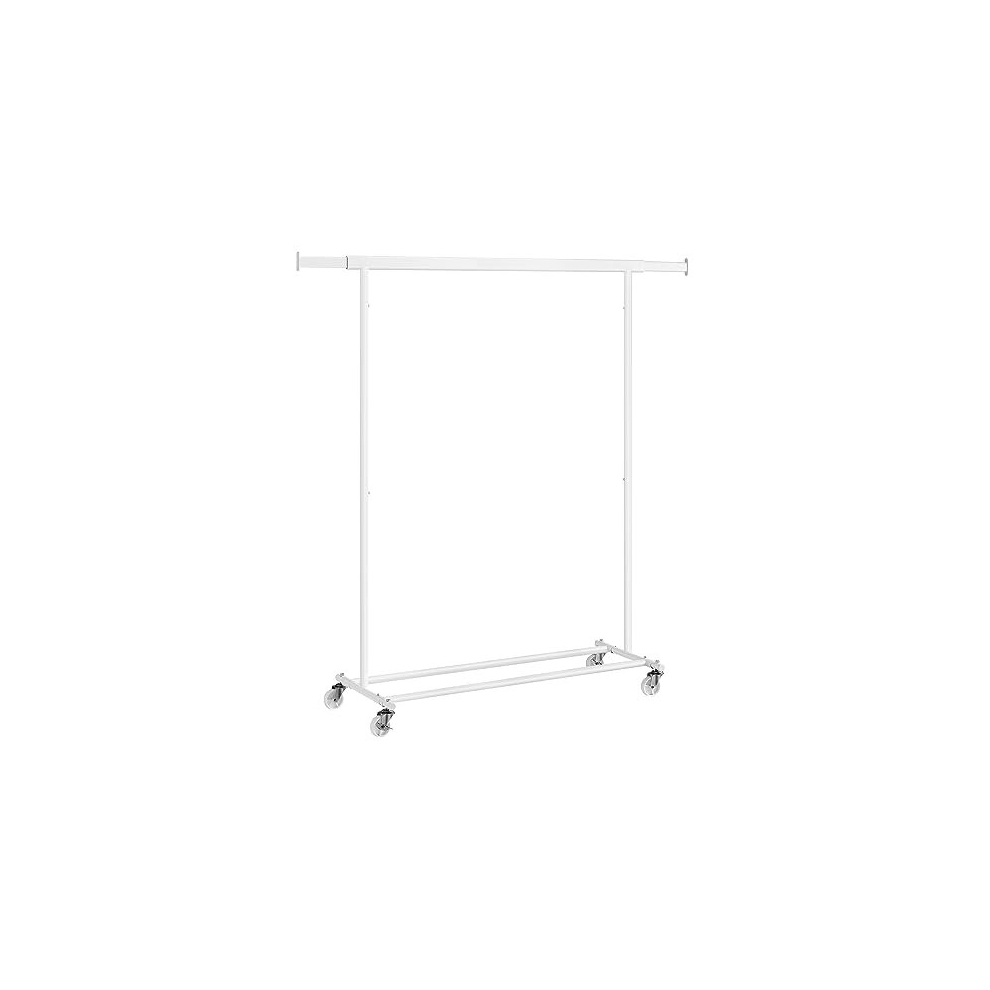 Clothes Rack on Wheels, Heavy Duty Clothes Rail, with Extendable Hanging Rail, 90 kg Load Capacity, Easy Assembly, Portable, Classic White HSR013W01