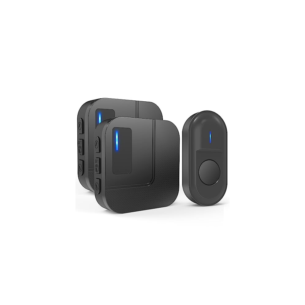 Wireless Doorbell With 2 Plug-In Receivers, Ip55 Waterproof Cordless Door Bells Chime Kit Operating At 1,000 Feet Long Range With Led Flash, 55 753775351302