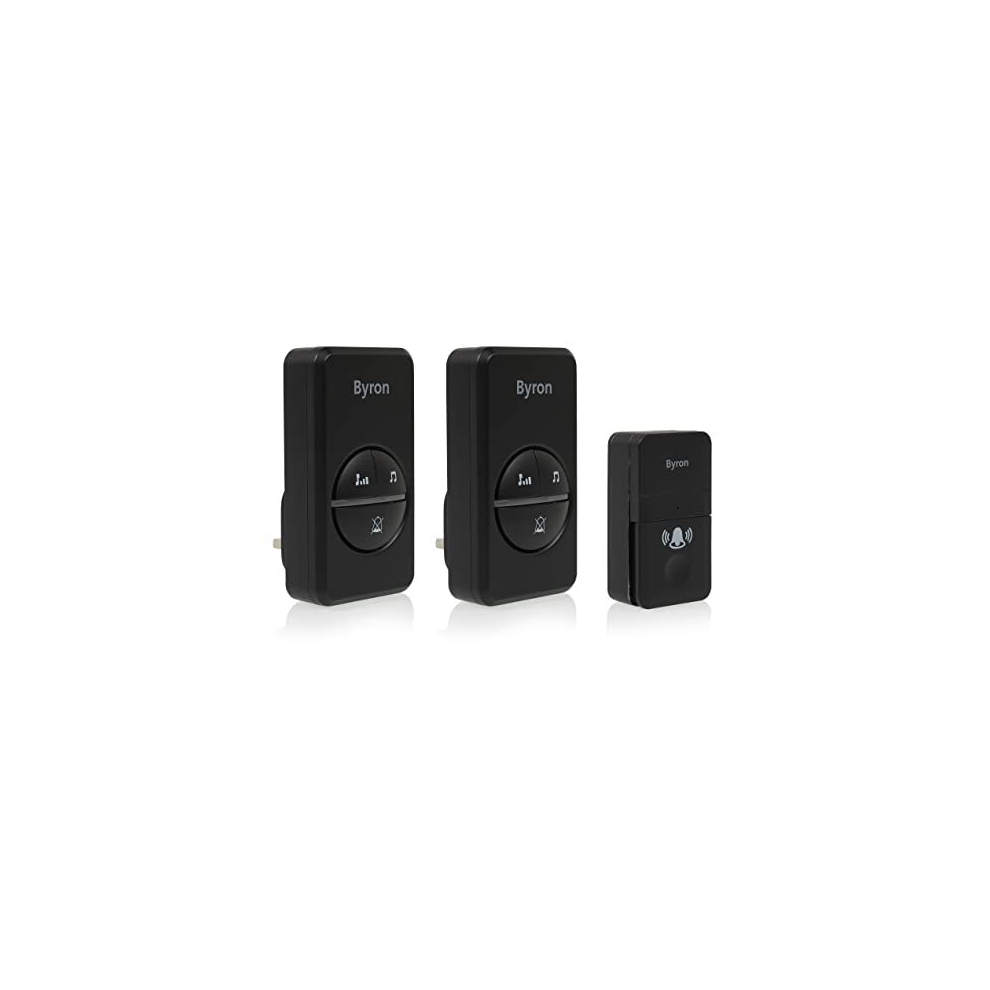 DBY-23455BS Wireless Doorbell Set - 2 Plugs - Kinetic Energy - Black