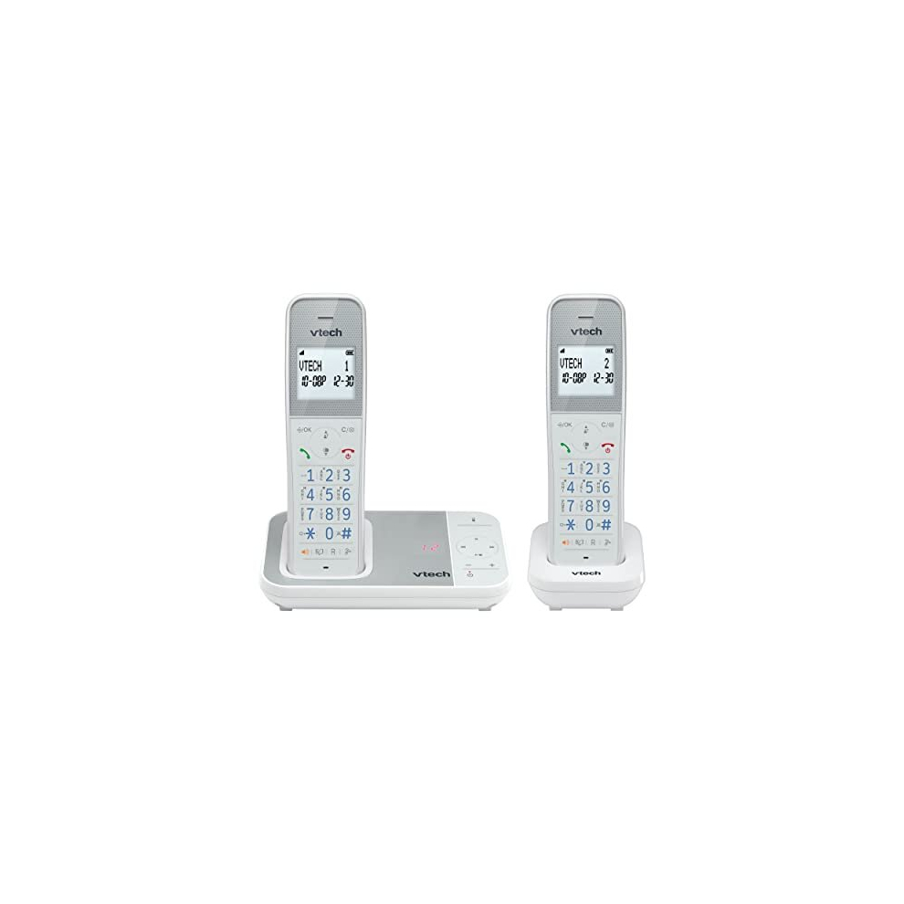 XS1051 2-Handset DECT Cordless Phone. AntiBacterial Plastic with Call Block, Answering Machine, Caller ID/Call Waiting, Volume Booster, Handsfree,