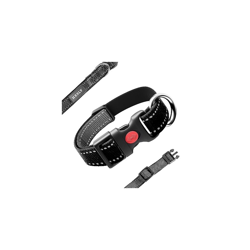 Reflective Dog Collar, Soft Neoprene Padded Dog Collar Medium, Breathable Nylon Puppy Collars, Dog Collar for Small Dog with Lockable Buckle 2.5cm