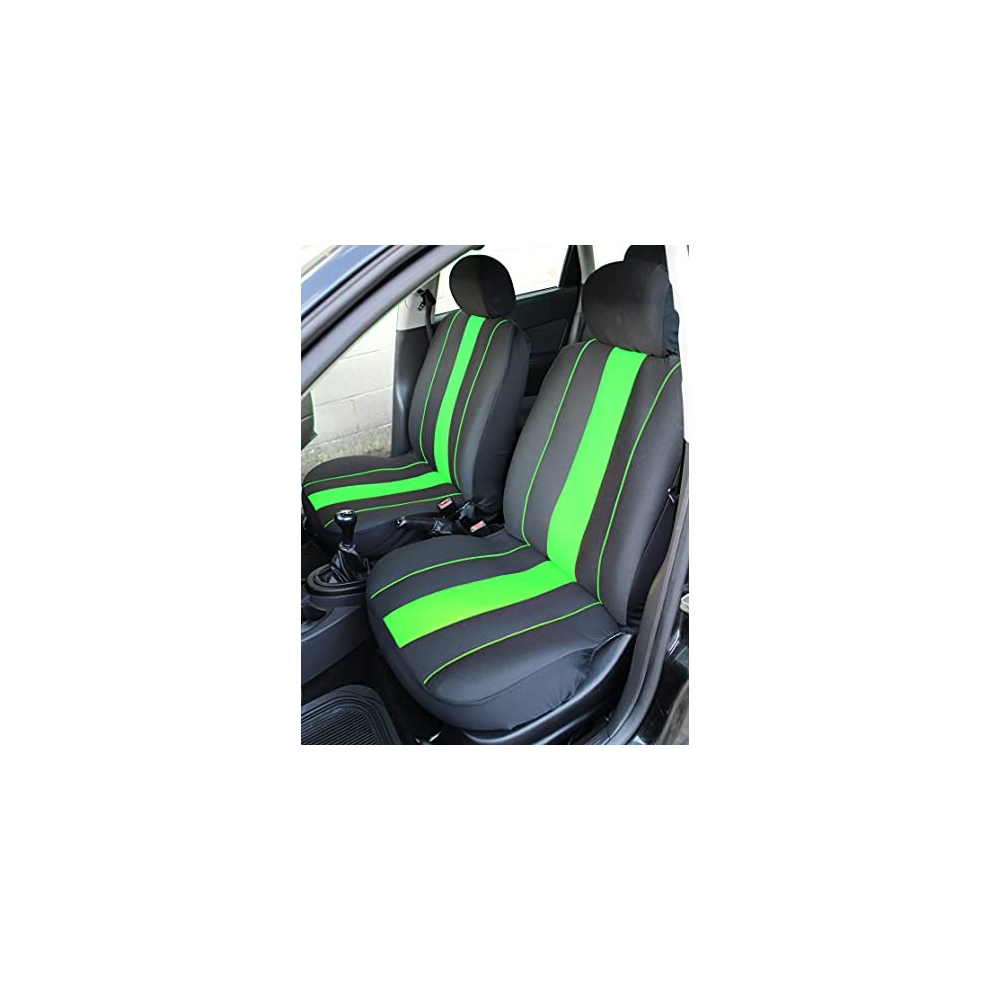 Carseatcover-Uk Front Pair Of Speedster Fabric Car Van Seat Covers Green 5060641070195