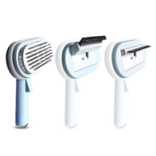 Deshedding Brush, Dematting Tool and Self Cleaning Slicker Brush, 3 in 1 Grooming Kit for Large and Small Dogs and Cats to Reduce Shedding, Blue