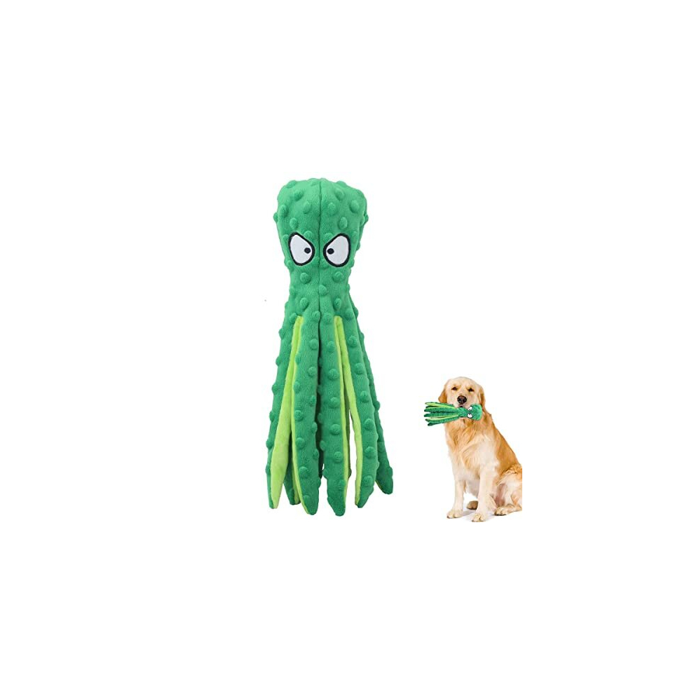 Squeaky Dog Toys, No Stuffing Green Octopus Dog Toy with Crinkle Paper, Durable Dog Chew Toys for Puppy Small and Medium Dogs, Plush Interactive Dog
