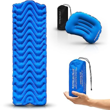 Camping Mat with Inflatable Pillow Ultralight Sleeping Mattress Pad with Air Pillow | Keeps You Warm Outdoors for Wild Camping, Backpacking & Hiking |