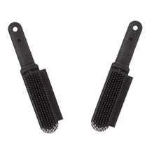 Plus Rubber Pet Hair Remover Brush Black with Gentle Bristles for Grooming Dogs and Cats Pack of 2 Black